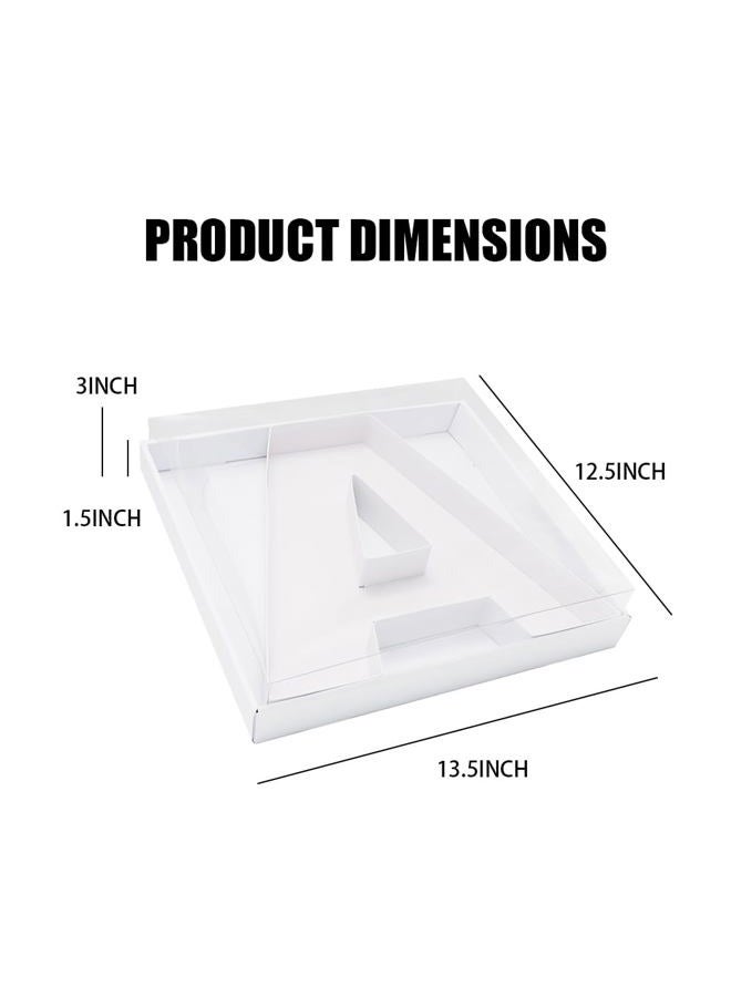 WENPACK 12.5" Cardboard Letter Number Shaped Fillable Paper Mache Chocolate Covered Strawberry Decorative Gift Box Tray with Clear Lid (White, A) - Image 3