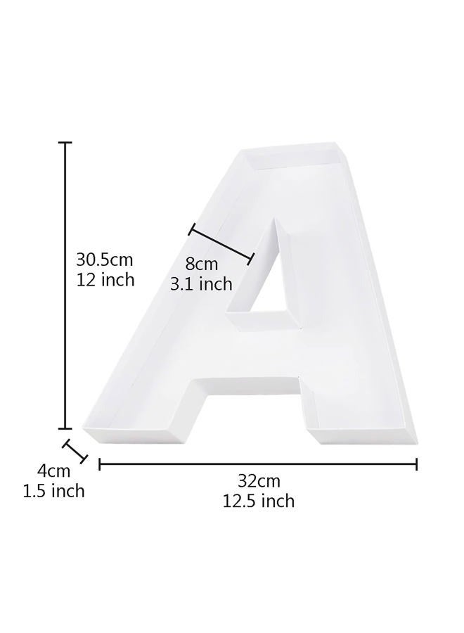 WENPACK 12.5" Cardboard Letter Number Shaped Fillable Paper Mache Chocolate Covered Strawberry Decorative Gift Box Tray with Clear Lid (White, A) - Image 5