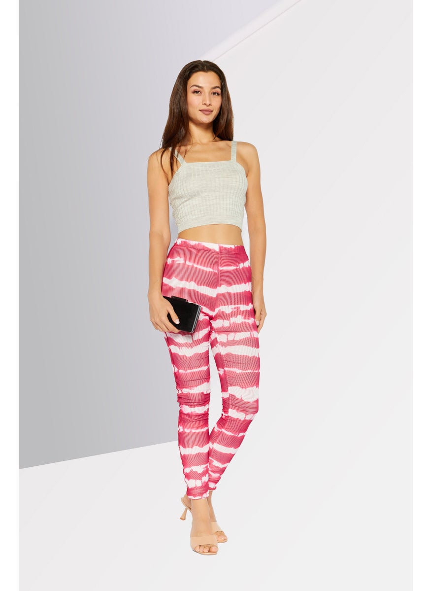 Love Moschino - Women Regular Fit Tie Dye Leggings, Dark Pink - Image 1