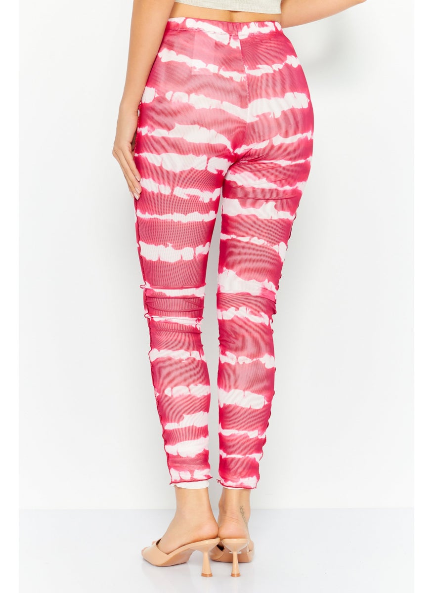 Love Moschino - Women Regular Fit Tie Dye Leggings, Dark Pink - Image 1