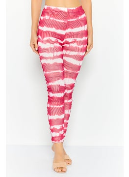 Women Regular Fit Tie Dye Leggings, Dark Pink