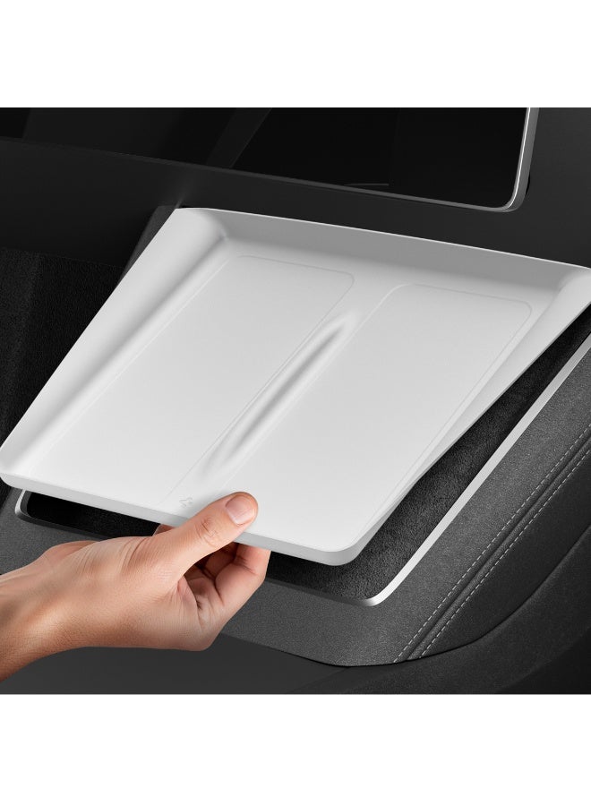 Spigen Tesla Model Y Juniper (2026/2025) Ultra-Thin Wireless Charging Pad [Unobstructed Charging] Protective Silicone Mat Cover Accessories - White - Image 1