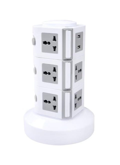3 Layer Universal Vertical Multi Socket Tower Extension Outlet with USB Ports 2.5M Cord and UK-Plug Power Strip