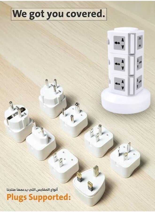 Generic 3 Layer Universal Vertical Multi Socket Tower Extension Outlet with USB Ports 2.5M Cord and UK-Plug Power Strip  - Image 3