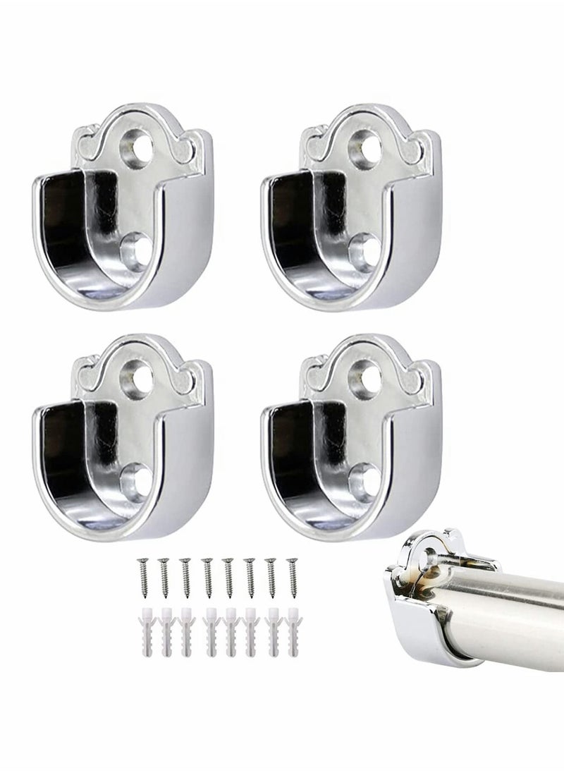 Y&D Heavy Duty Closet Pole Sockets 4 Pack Stainless Steel Rod End Supports Holder with Screws  - Image 1
