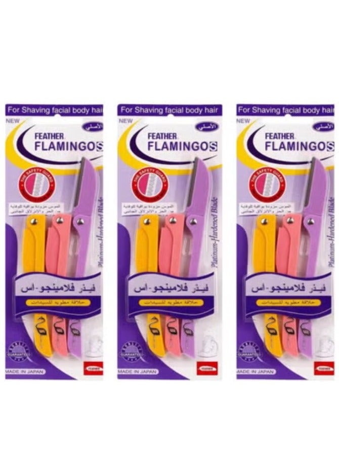 Three Pieces Of 3 Flamingos Facial Touch-up Platinum for women Razor multicolour