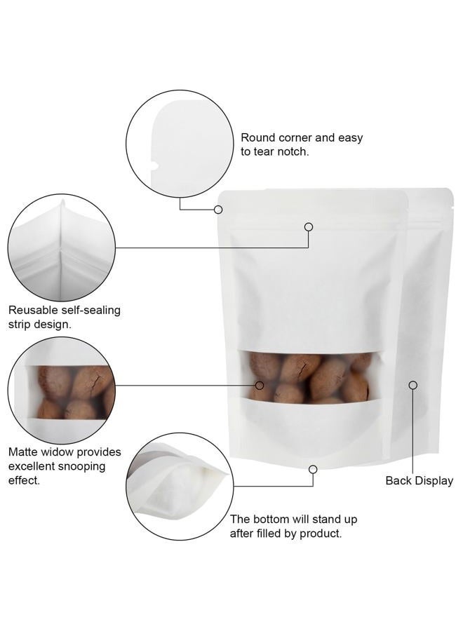 Blisstime 50 Pieces Resealable Bags for Small Business, White kraft Zip Lock Stand Up Pouches with Matte Window Reusable Heat Sealable Bags for Packaging (4.7 X 7.9 Inches) - Image 4