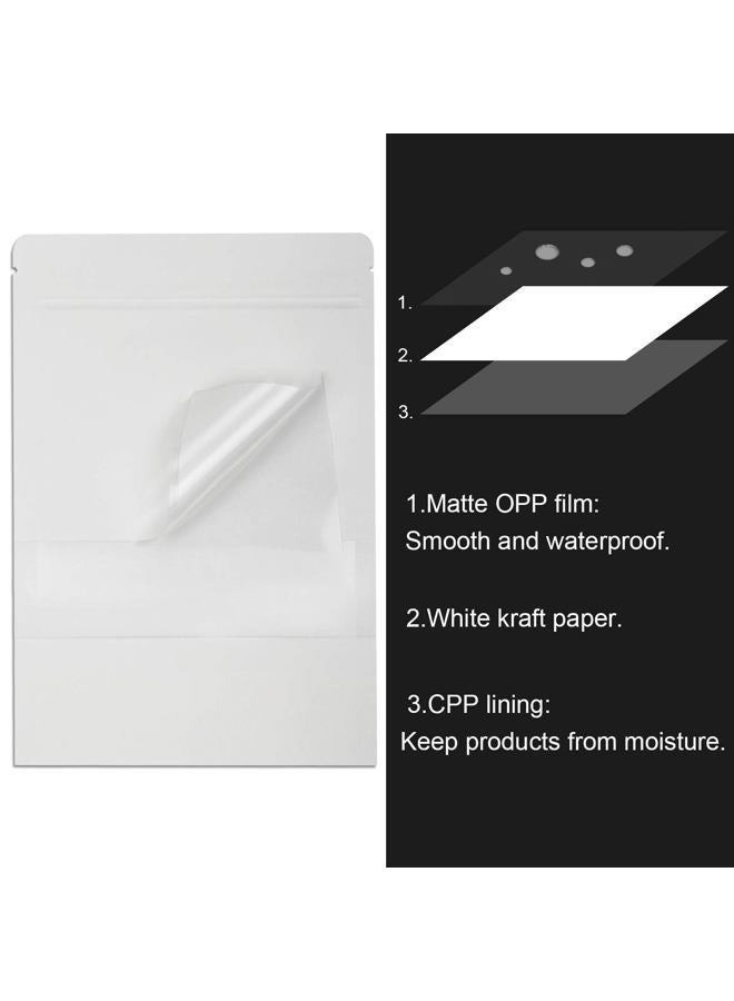 Blisstime 50 Pieces Resealable Bags for Small Business, White kraft Zip Lock Stand Up Pouches with Matte Window Reusable Heat Sealable Bags for Packaging (4.7 X 7.9 Inches) - Image 5
