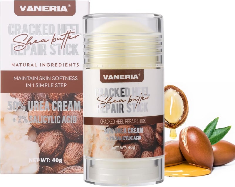 VANERIA Cracked Heel Repair Stick Heel Balm for Cracked Feet Treatment with Shea Butter Coconut Oil Deeply Moisturize Soften FeetExfoliates Dead Skin 40gShea Butter