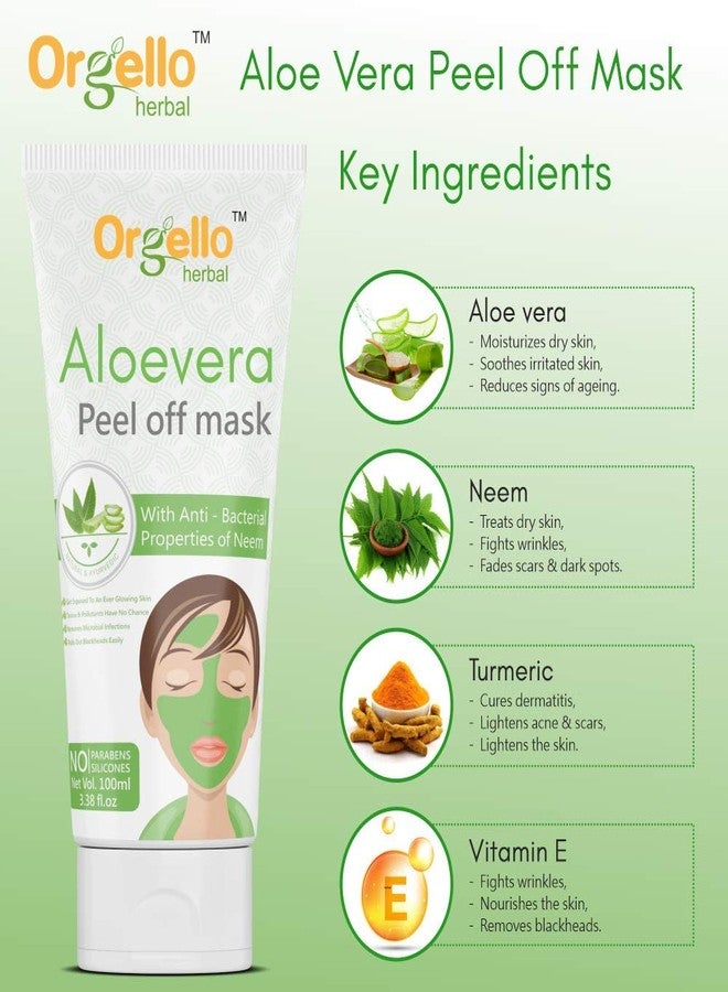 Orgello Herbal Aloe Vera Peel Off Mask | Aloe Vera Face Mask Pack | For Men Women Boys Girls For Normal Oily Dry Skin (3 x 100 ml) - Image 4