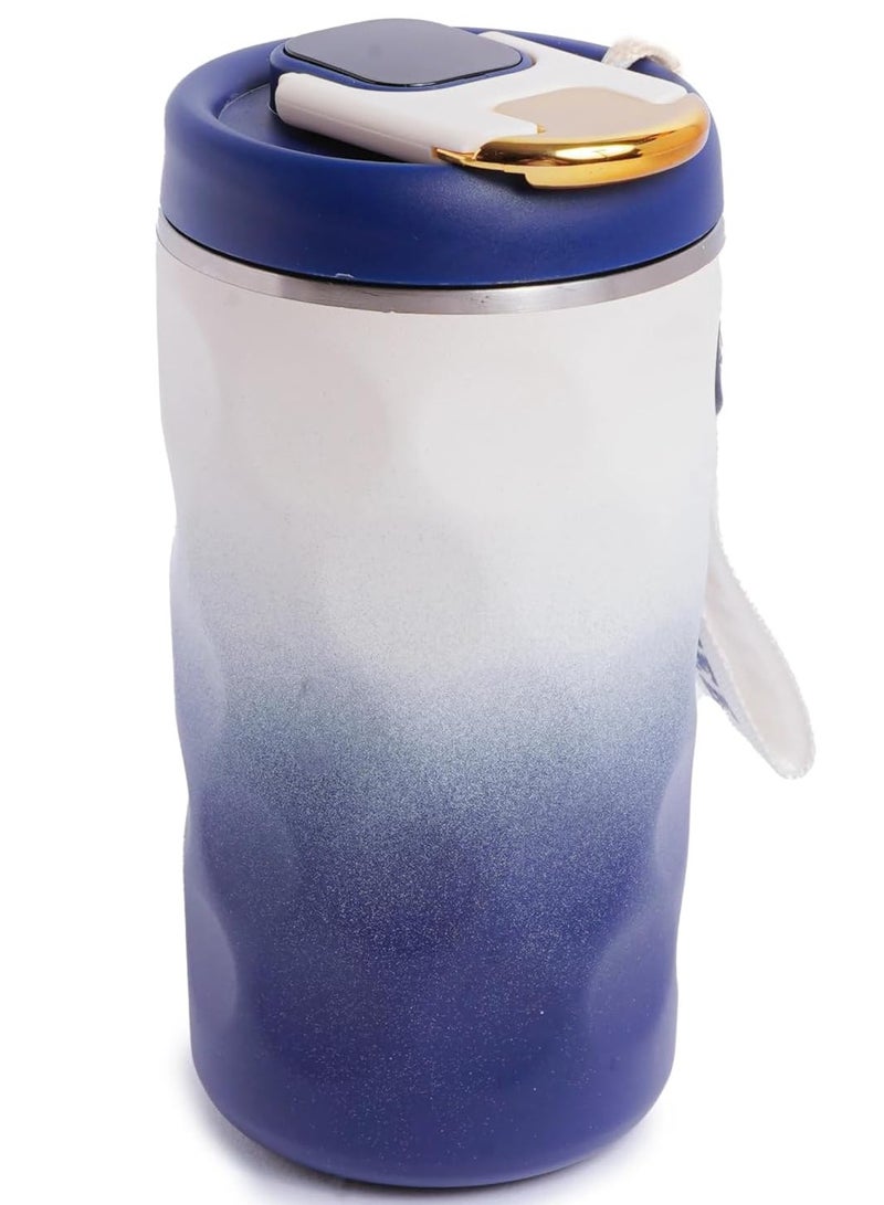 Coffee Mug 430ml Travel Mug with Smart Touch Temperature Display Strong Stainless Steel Heat and Cold Preservation (Beige-Blue). - Image 1