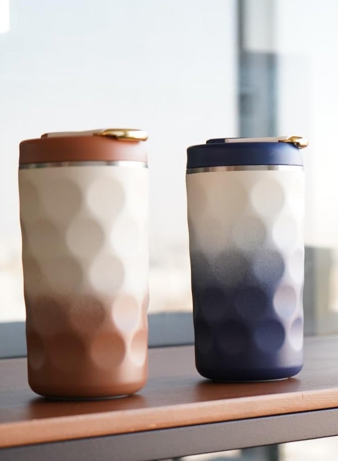 Coffee Mug 430ml Travel Mug with Smart Touch Temperature Display Strong Stainless Steel Heat and Cold Preservation (Beige-Blue). - Image 2