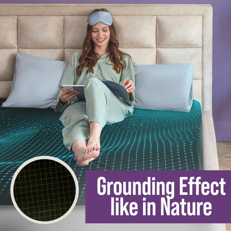 ECOHEAL Earth Grounding Fitted Sheet King Size with 12% Silver Fiber & 4% Silk & 84% Organic Cotton - Black - Soft Earth Grounding Well Bed Sheets - Grounded Conductive Bed Sheets for Better Sleep  - Image 4