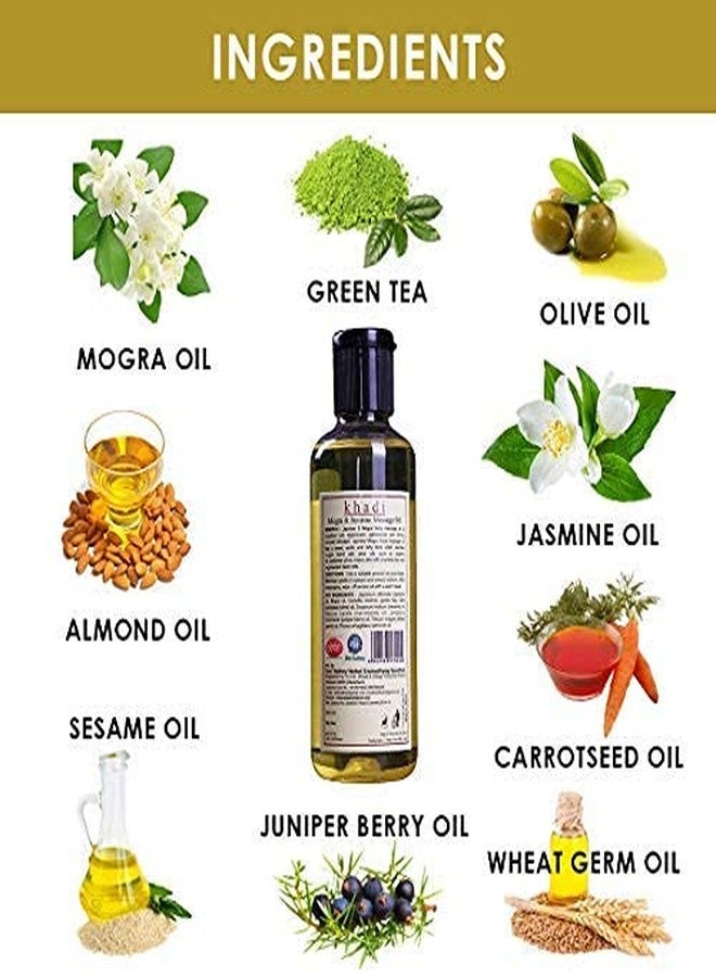 KHADI RISHIKESH Herbal Mogra Jasmine Body Massage Oil - Natural Relaxing & Moisturizing Ayurvedic Body Oil for Skin & Stress Relief - 210ML,For Women & Men - Image 2