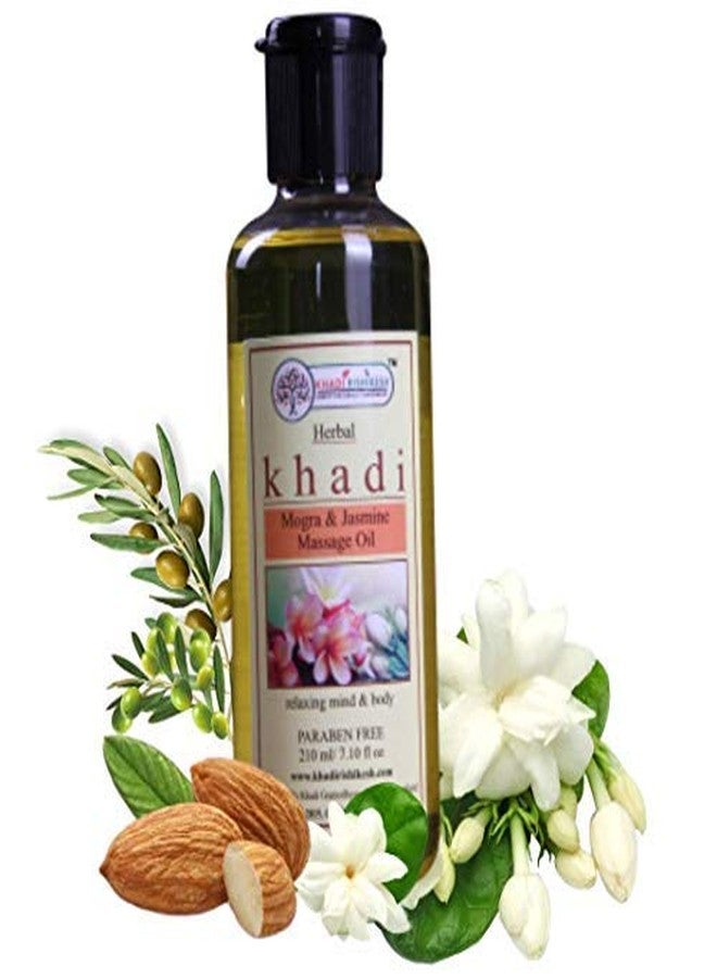KHADI RISHIKESH Herbal Mogra Jasmine Body Massage Oil - Natural Relaxing & Moisturizing Ayurvedic Body Oil for Skin & Stress Relief - 210ML,For Women & Men - Image 1