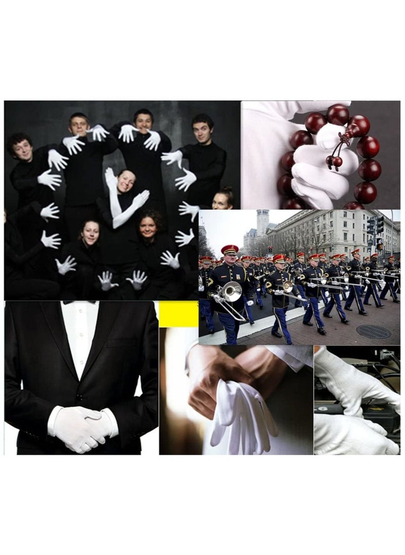 Generic 100% Cotton Gloves 12-Pair White Soft mittens Stretchy for Jewelry Inspection Work  - Image 2