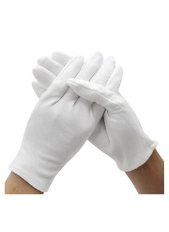 Generic 100% Cotton Gloves 12-Pair White Soft mittens Stretchy for Jewelry Inspection Work  - Image 1