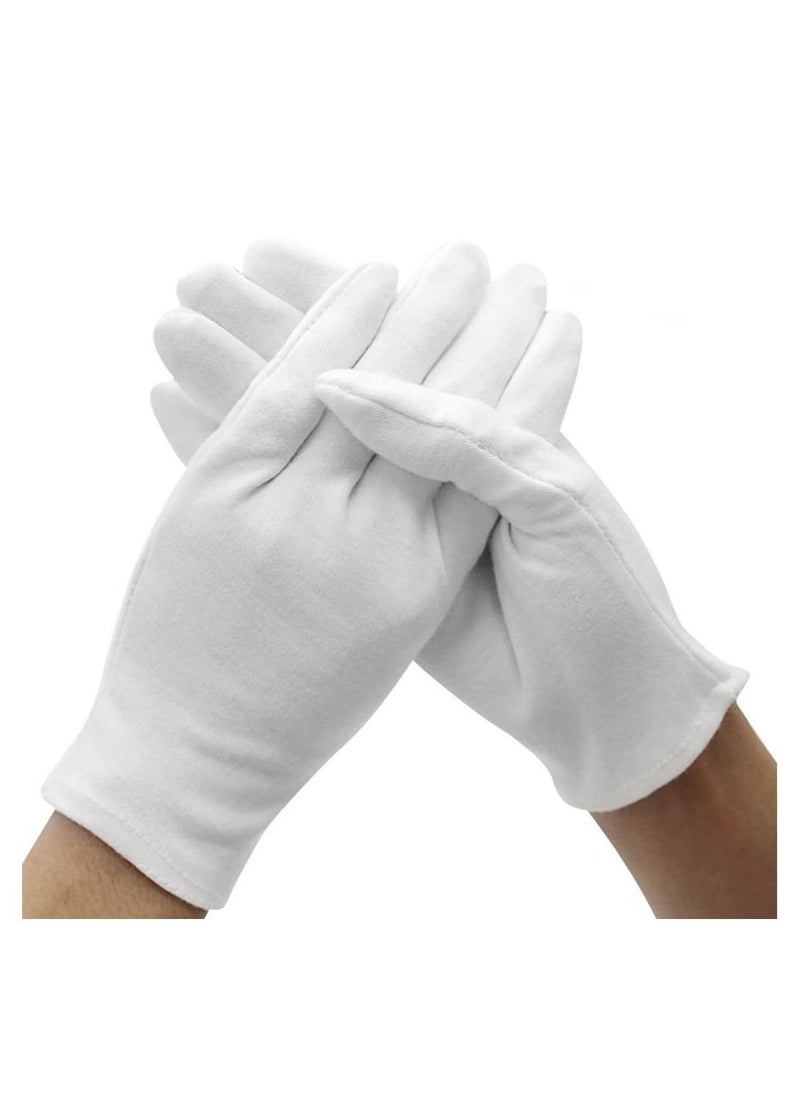 Generic 100% Cotton Gloves 12-Pair White Soft mittens Stretchy for Jewelry Inspection Work  - Image 1
