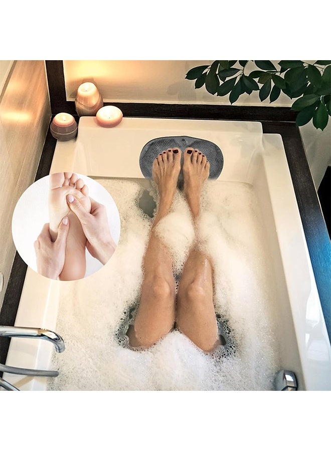 طقم مكون من 2 من حصيرة فرك القدمين للاستحمام، فرشاة خلفية مثبتة على الحائط، وسادة تدليك للحمام من السيليكون مع أكواب شفط مانعة للانزلاق، فرشاة للقدم للاستخدام في الحمام لتحسين تقشير الجلد (رمادي ووردي) - Image 3