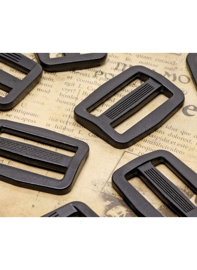 Shapenty - 50Pcs Black Plastic Tri-Glide Slides Button Bulk Adjustable Webbing Triglides Slider Buckle For Belt Backpack And Bags (Black, 1 Inch) - Image 1