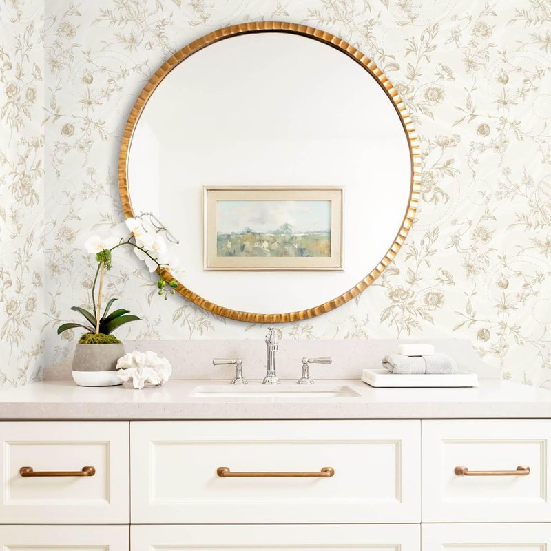 Ismoon Peel and Stick Wallpaper Floral Vintage Stick on Wall Paper Beige French Textured Contact Paper for Cabinet Removable Self Adhesive Wallpaper Vinyl Roll Shelf Deco, 17.3x78.7in - Image 4