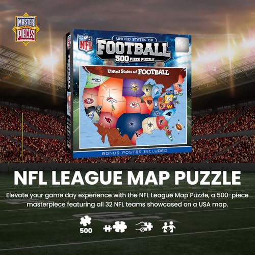 MasterPieces Sports Puzzle - All Teams 500 Piece Jigsaw Puzzle for Adults - NFL League Map Puzzle - 24"x18" - Image 4