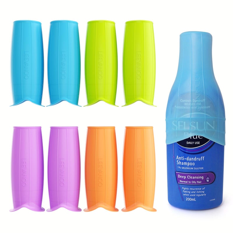 leevanoo 8 Pcs Silicone Bottle Covers for Travel, Leak-Proof Elastic Sleeves for Shampoo & Toiletries, Multi-Size Fit for Standard & Travel Size Bottles, Cruise & Airplane Essentials for Women & Men - Image 1