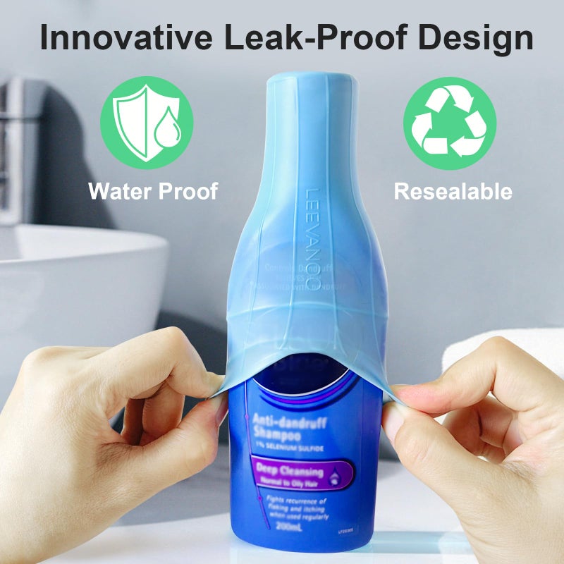 leevanoo 8 Pcs Silicone Bottle Covers for Travel, Leak-Proof Elastic Sleeves for Shampoo & Toiletries, Multi-Size Fit for Standard & Travel Size Bottles, Cruise & Airplane Essentials for Women & Men - Image 4