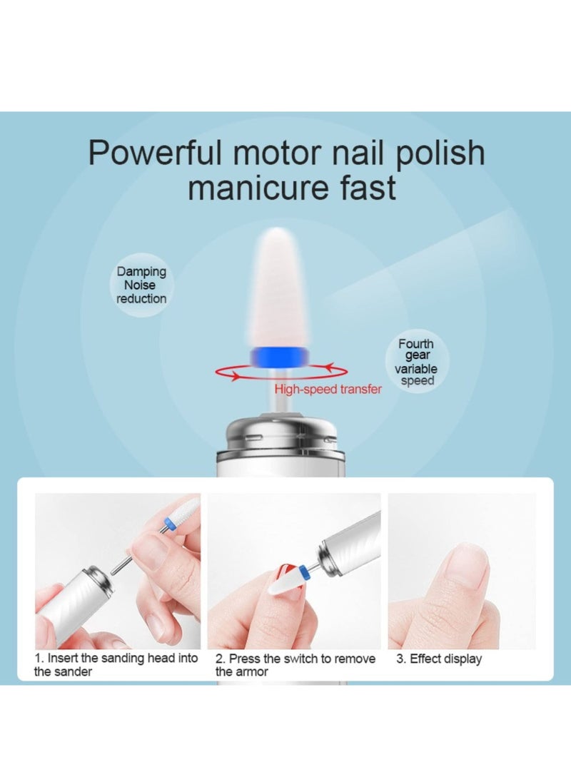 joyzzz Cordless Nail Drill, Portable Nail Grinder, Manicure Tools Kits, Nail Drills for Acrylic Remove/Poly Gel Nails/Manicure/Pedicure/Polishing Shape/Salons, Electric Nail File with Portable Case  - Image 5