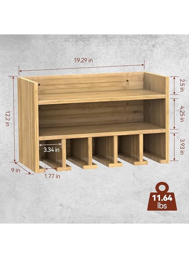 Purbambo منظم أدوات كهربائية مثبت على الحائط - رف تخزين أدوات خشبي شديد التحمل مع حاملات مثقاب ورف - منظم أدوات لاسلكي للمرآب أو ورشة العمل أو السقيفة أو غرفة الأدوات - Image 5