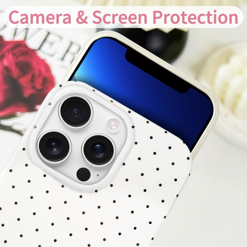 Hython for iPhone 13 Pro Case Cute Polka Dot Aesthetic Design Simple Cover 6.1", Thin Slim Anti-Scratch Soft TPU Bumper Shockproof Rubber Protective Phone Cases for Women Girls Girly Boys, White - Image 3