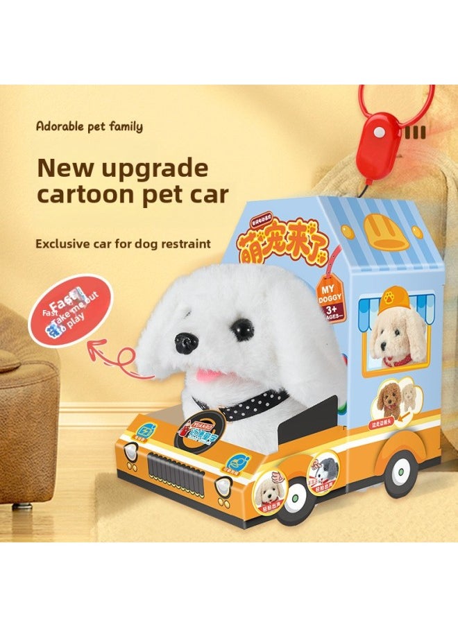 null - Children's Electronic Pet Toy Simulation Can Walk, Shake Head, Call, Move Remote Control Electric Plush Rope Puppy-Color:Electric Remote Control Plush (Bichon) - Image 1