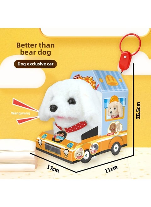 Children's Electronic Pet Toy Simulation Can Walk, Shake Head, Call, Move Remote Control Electric Plush Rope Puppy-Color:Electric Remote Control Plush (Bichon)
