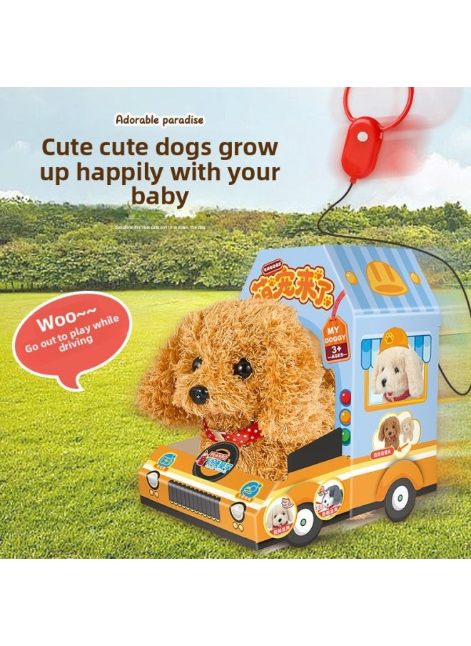 null - Children's Electronic Pet Toy Simulation Can Walk, Shake Head, Call, Move Remote Control Electric Plush Rope Puppy-Color:Electric Remote Control Plush (Bichon) - Image 1