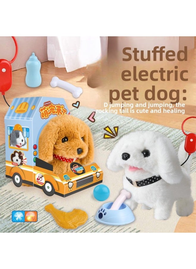 null - Children's Electronic Pet Toy Simulation Can Walk, Shake Head, Call, Move Remote Control Electric Plush Rope Puppy-Color:Electric Remote Control Plush (Bichon) - Image 1