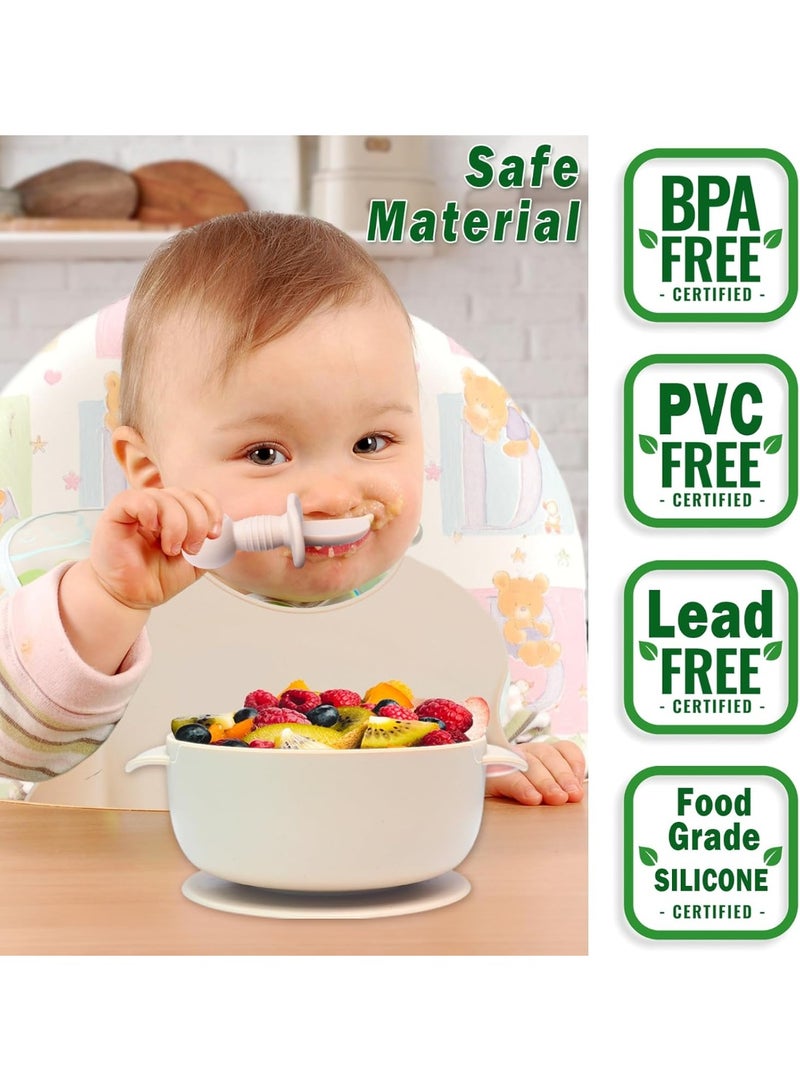 iMissiu Silicone Baby Feeding Set, 7Pcs Baby Led Weaning Utensils Set Includes Suction Bowl and Plate, Baby Spoon and Fork, Sippy Cup with Straw and Lid, Baby Feeding Supplies - Image 2