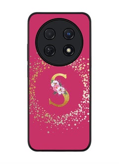 Stylizedd Rugged Black edge case for Huawei nova 12i 4G, Slim fit Soft Cover - Custom Monogram Initial Letter Floral Pattern Alphabet - S ( Deep Pink Rose)  - Image 1