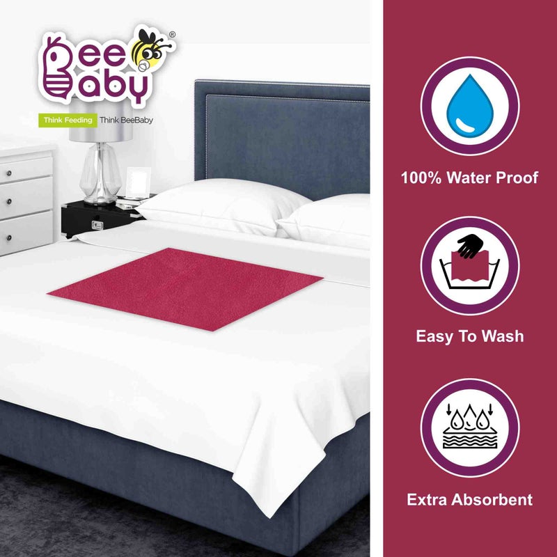 BeeBaby UltraDry Waterproof Quick Dry Sheets for Baby. High Absorbent, Anti-Piling & Reusable Bed Protector for Infants, New Born, Toddlers. (Large - 140cm x 100cm) (Dark Red, Baby Pink - Pack of 2) - Image 5