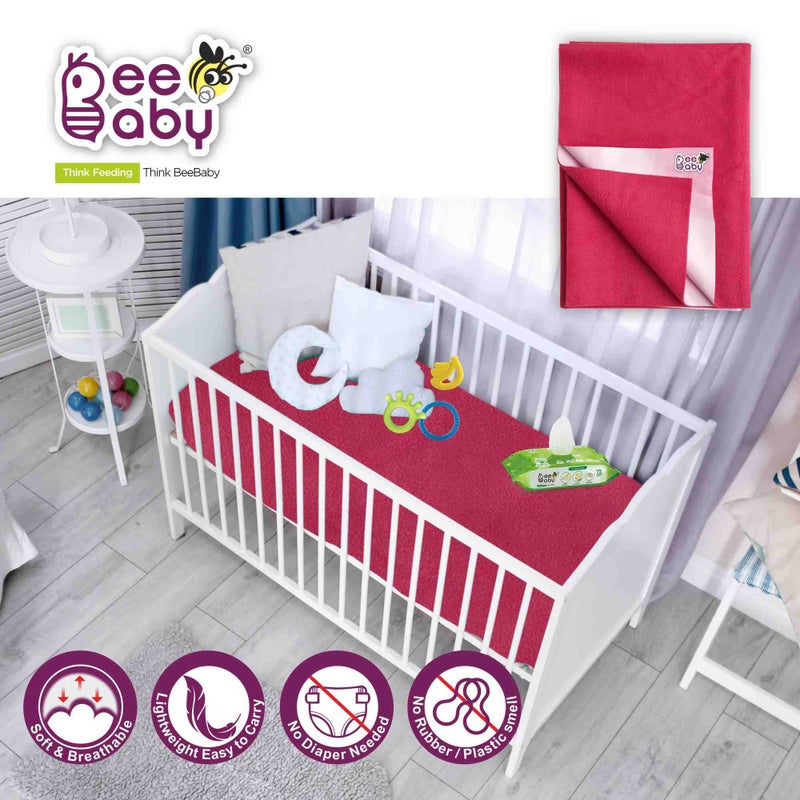 BeeBaby UltraDry Waterproof Quick Dry Sheets for Baby. High Absorbent, Anti-Piling & Reusable Bed Protector for Infants, New Born, Toddlers. (Large - 140cm x 100cm) (Dark Red, Baby Pink - Pack of 2) - Image 3