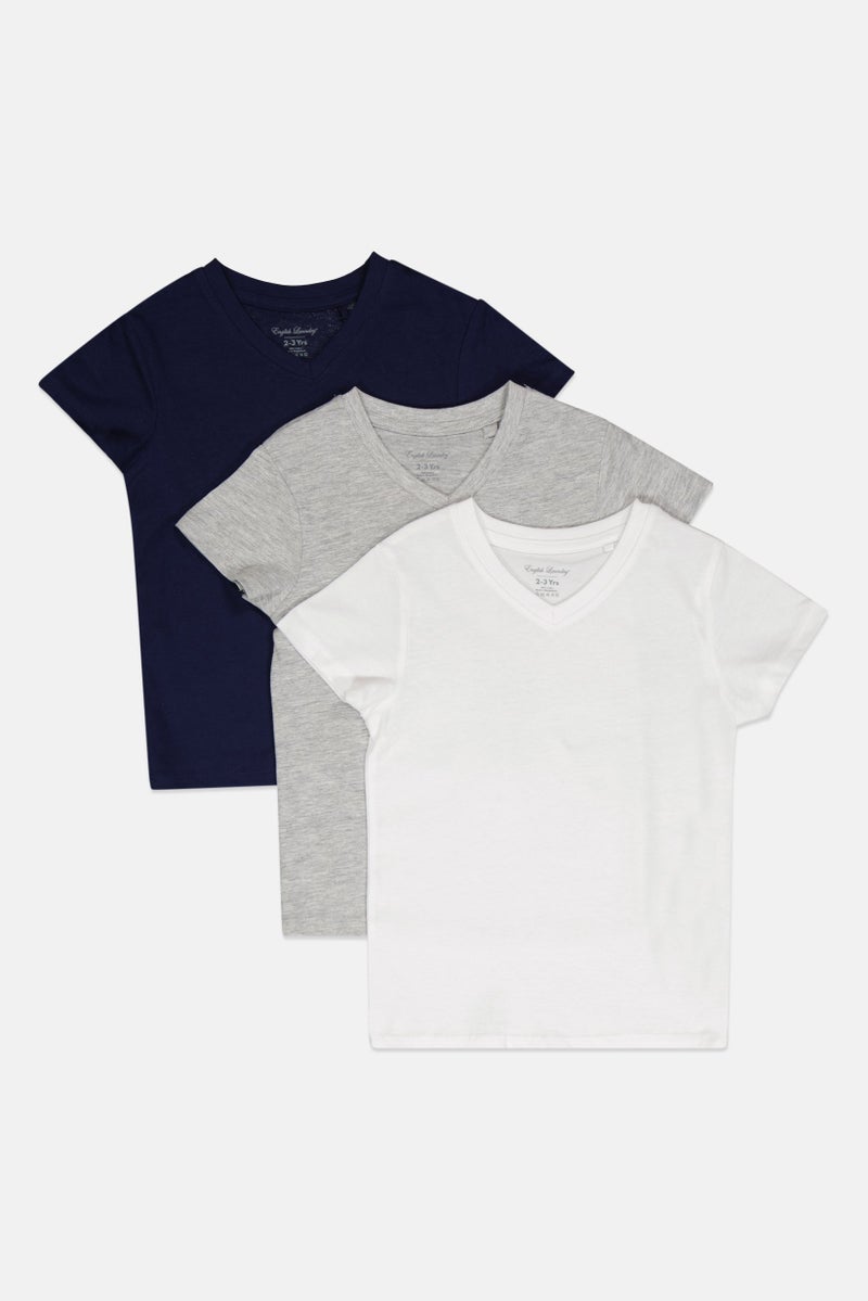 English Laundry Toddlers Boy 3 Pieces Plain Short Sleeves T-Shirt Set, Multicolor - Image 1