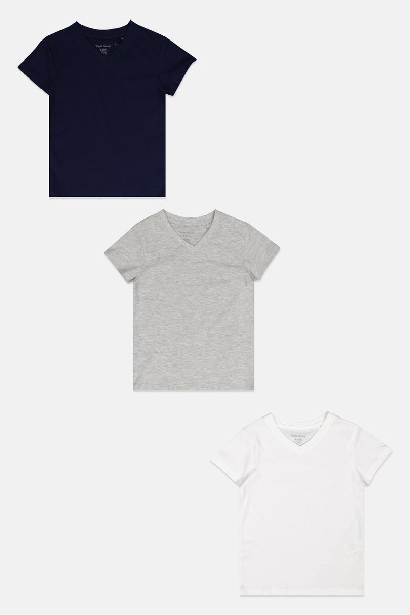 English Laundry Toddlers Boy 3 Pieces Plain Short Sleeves T-Shirt Set, Multicolor - Image 2