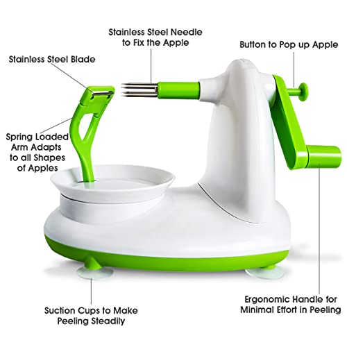 VSSOLO Upgraded Apple Peeler and Corer for Apple Pear Citrus Manual Rotating Kitchen Gadget Includes 2 Replacement Heads and 1 Splitter (whitish green) - Image 2