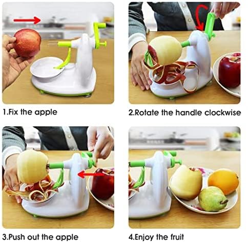 VSSOLO Upgraded Apple Peeler and Corer for Apple Pear Citrus Manual Rotating Kitchen Gadget Includes 2 Replacement Heads and 1 Splitter (whitish green) - Image 5