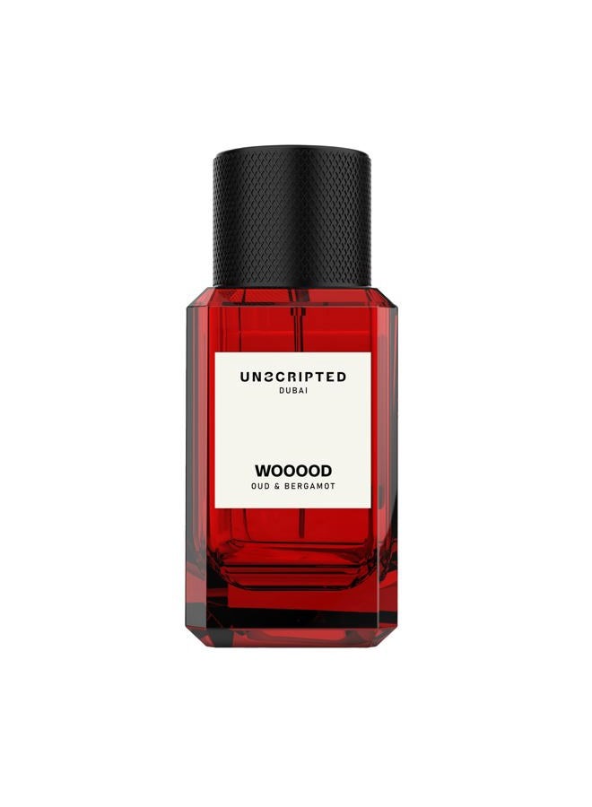 Unscripted Dubai Wooood Eau de Parfum, Oud & Bergamot Luxury Fragrance, 50ml Glass Bottle, Long-lasting Unisex Scent with Saffron, Lavender, Musk Notes - Image 1