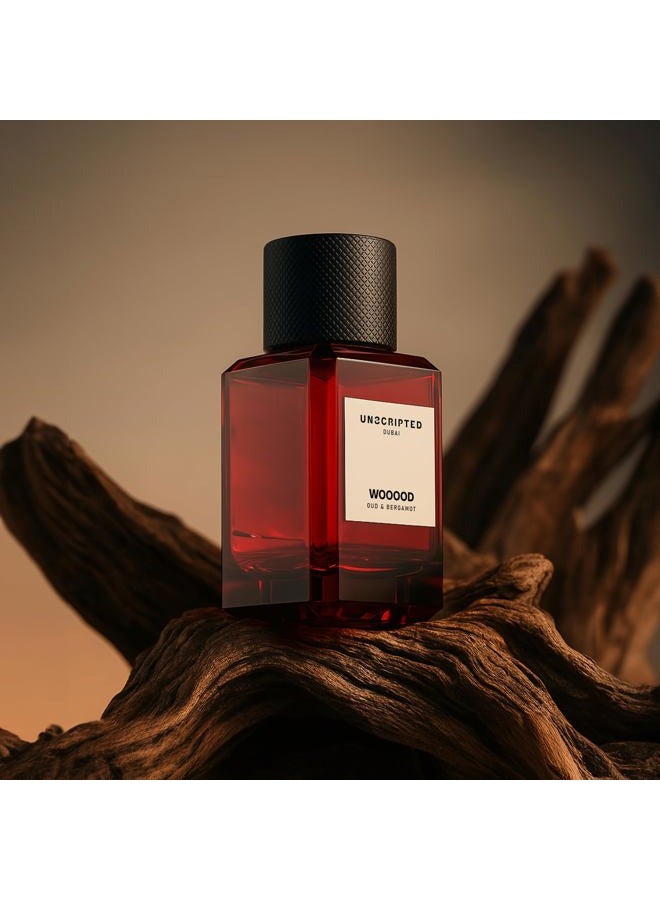 Unscripted Dubai Wooood Eau de Parfum, Oud & Bergamot Luxury Fragrance, 50ml Glass Bottle, Long-lasting Unisex Scent with Saffron, Lavender, Musk Notes - Image 5