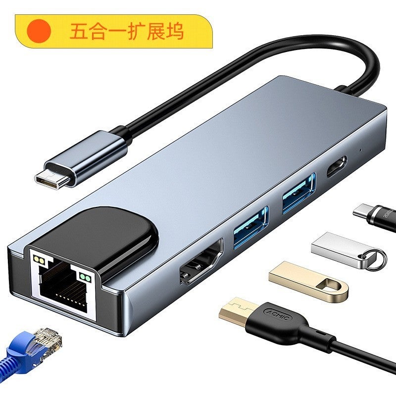 type-c docking station usb3.0 hub PD fast charging 4K HD projection screen 100M wired network card RJ45 five in one - Image 4