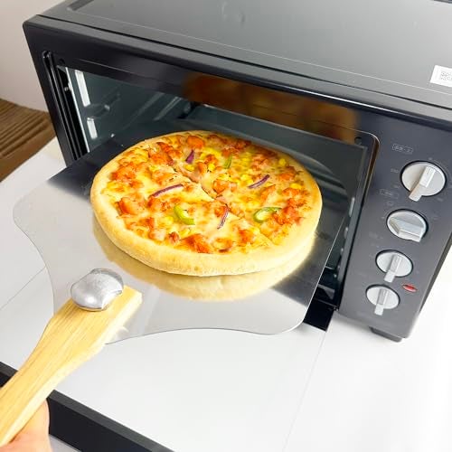 KLAQQED Pizza Peel 12 x 14inches, Pizza Paddle Pizza Spatula Shovel Pizza Cutter, Pizza Peel with Foldable Wood Handle, Aluminum Pizza Turner Peel Tools Making Accessories for Baking Pizza Bread - Image 4