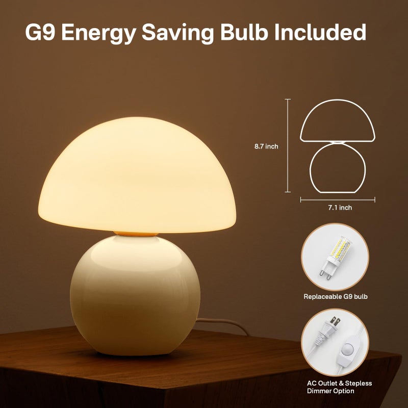 Dawnwake Mushroom Lamp Table Lamp for Bedroom,Desk Bedside Small Lamps for Living Room Night Stands,Mushroom Decor Cute Mini Modern Mid Century Lamps,Unique Aesthetic Home Living Room Decor(Cream) - Image 4