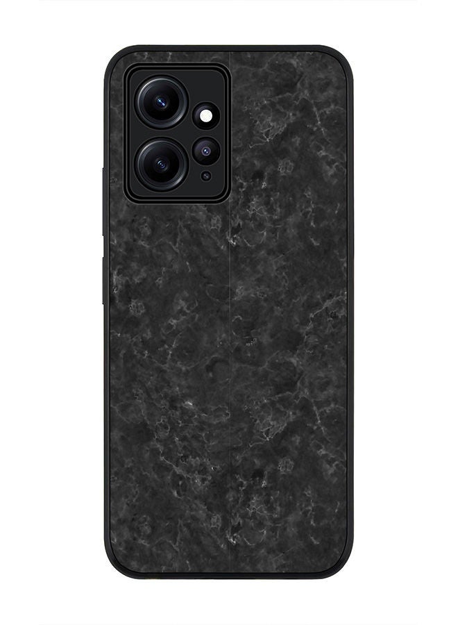 Stylizedd Rugged Black edge case for Redmi Note 12 4G Slim fit Soft Case Flexible Rubber Edges Anti Drop TPU Gel Thin Cover - Marble Texture Black - Image 1