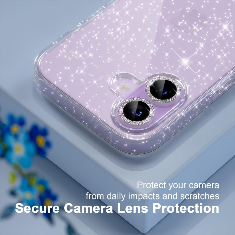 Choiche Compatible for iPhone 17 Case, Women Cute Clear Glitter Bling Sparkly Case, [2 x Diamond Camera Lens Protectors] [2 x Tempered Glass Screen Protectors] 6.3-inch (Glitter Clear) - Image 3